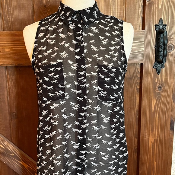 Horse blouse sleeveless Size Small - Picture 2 of 8